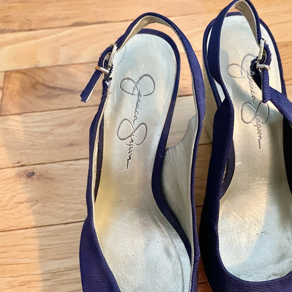 Jessica Simpson DP Purple Slingback Peep-toe Wedge Sandal Sz 6.5 - Picture 4 of 8